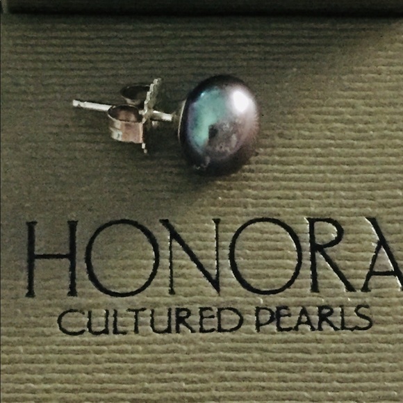 NWT Honora 7mm Black Freshwater Pearl Earrings - Picture 3 of 6